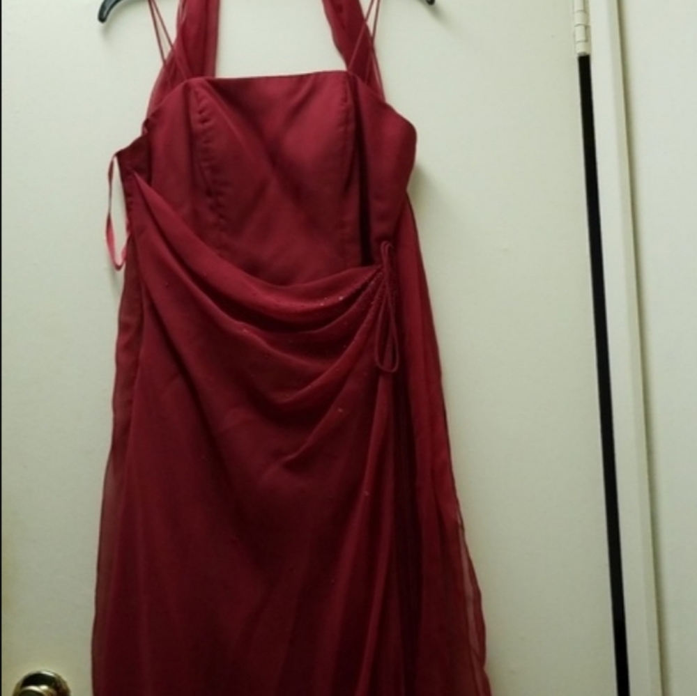 Mori Lee Maroon Bridesmaid Dress